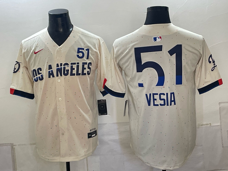 Men Los Angeles Dodgers #51 Vesia cream Game 2026 Nike MLB Jersey 0920001